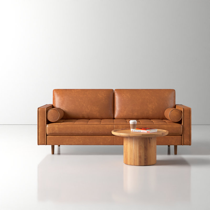 AllModern Geo 84" Vegan Leather Sofa & Reviews | Wayfair